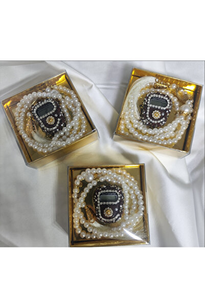 Leaf Accessory Hediyelik İnci Modelli Tesbihli ve Taşlı Zikirmatik Seti Kutul...