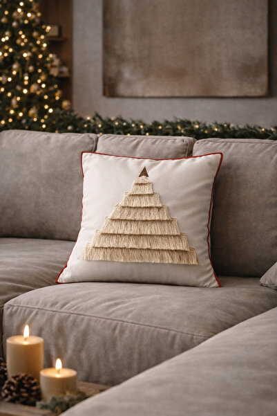 Alacastore Husă de pernă cu ciucuri cu tematică de Anul Nou