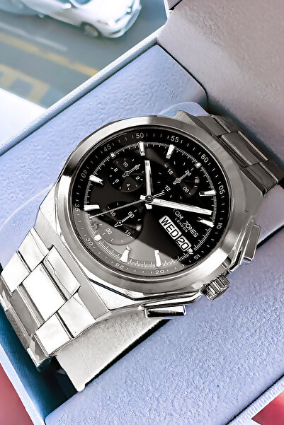 Tom Jones Original Gift Men's Wristwatch with Calendar Silver Color Steel Ban...