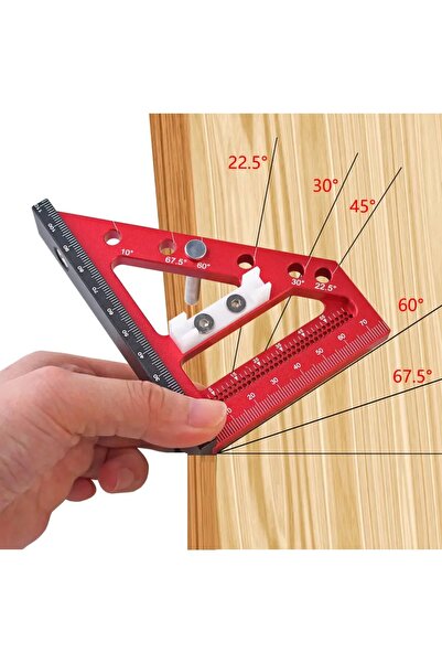 BGA Marangoz çok açılı üçgen gönye 3D ölçüm cetveli  22.5-90 derece gönye açı...