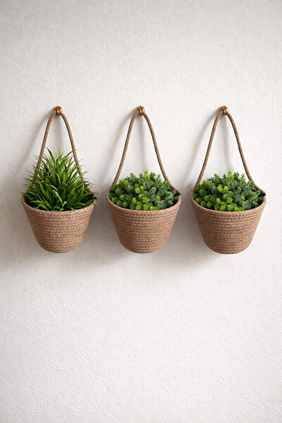 ÖRGÜM سلة صغيرة متعددة الأغراض مكونة من 3 قطع للزينة، لا تشمل النباتات أو الأرفف