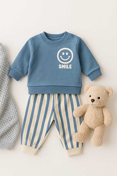 ciobaby Erkek Bebek Takım Smile Yazı Baskılı