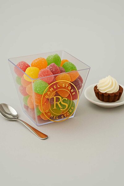 ramel store rs 25 Adet Prizma Mika &Magnolia 200 CC Plastik Sunum Kabı Kübik Kase,puding,meze,tatlı kasesi,magnolya