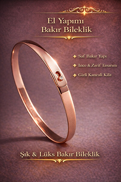İyyaKee Lades Kadın Erkek Bakır Bileklik – Uğur ve Dilek Sembolü Şık Tasarım Bilezik