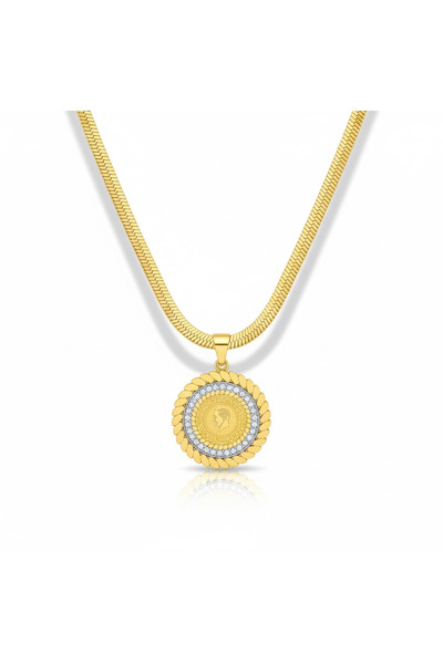 CAXBERN 22 Ayar Altın Kaplama Çeyrekli Çelik Kolye