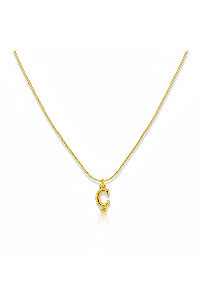 CAXBERN Minimal Ç Harfi Kararmaz 316l Çelik Kolye Altın Kaplama