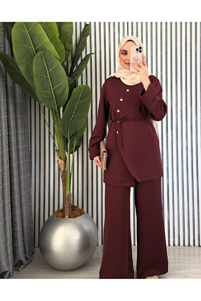 AFA COLLECTION Side Buttoned Waist-Tied Scuba Suit Luxury Quality