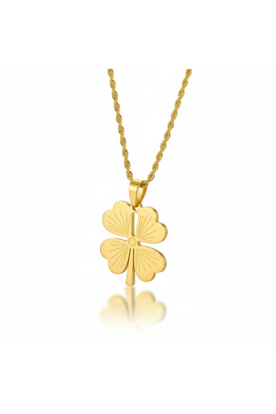 CAXBERN Birebir Kuyumcu Model Uzun Burgu Halat Zincir Dört Yapraklı Çelik Yon...