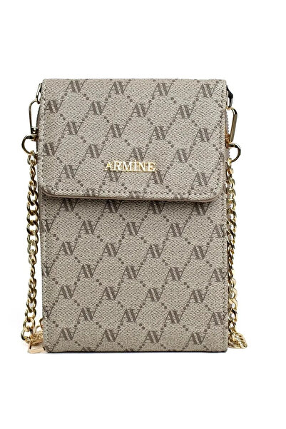 Armine Women's Evening Dress Shoulder Bag with Chain Strap - 266 Mink Dots