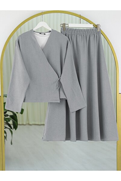 HİJABAYA Σετ λινό με φούστα με πλαϊνό δέσιμο