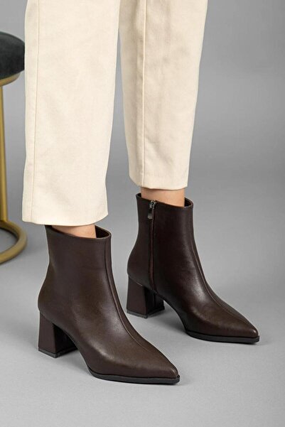 Cochines Γυναικείες μπότες Bitter Brown, κοντές μπότες με χαμηλό τακούνι, δερμάτινες μπότες ποιότητας, χειμερινές μπότες και μποτάκια