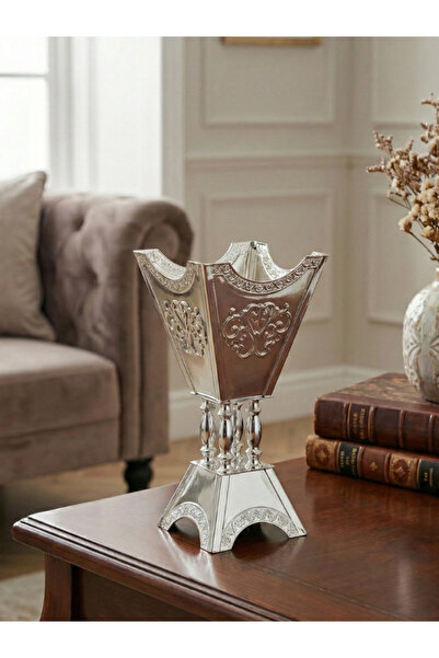 SQUALO مبخرة فضية معدنية بارتفاع 26 سم – تصميم عصري أنيق للمنزل