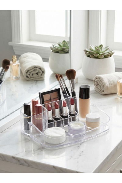 SQUALO منظم مكياج أكريليك شفاف متعدد الأقسام