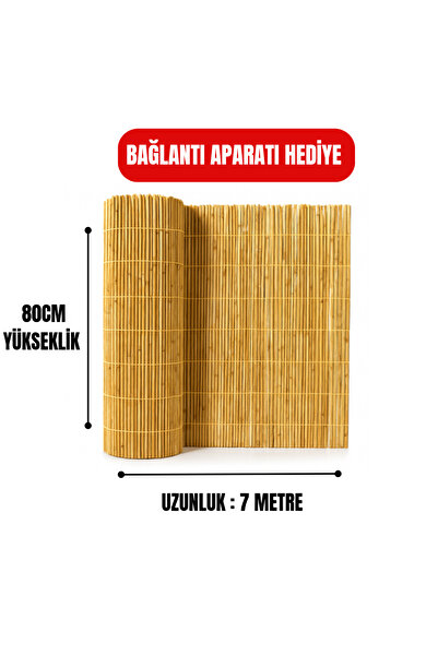 AYGHOME 80 Cm X 7 Metre Doğal Hasır Kamış Bambu Çit Bahçe Çiti Balkon Çiti De...