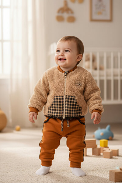 Babydola Baby Winter Cardigan Set with Combed Cotton Lining