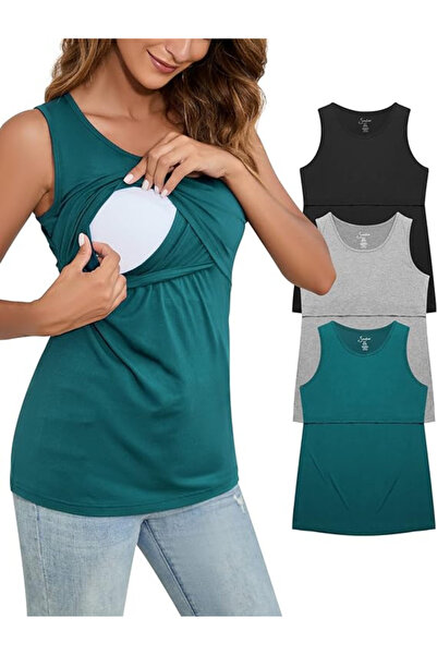 OEM Set 3 Topuri pentru Lauze, Mamici si Gravide, fara Maneci, pentru Alaptare si Sarcina, XL