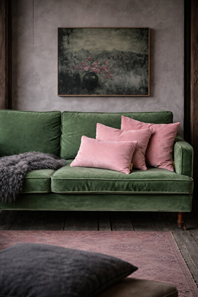 Alacastore Σετ μαξιλαριών ροζ βελούδο γεμάτο 3 διαφορετικών μεγεθών