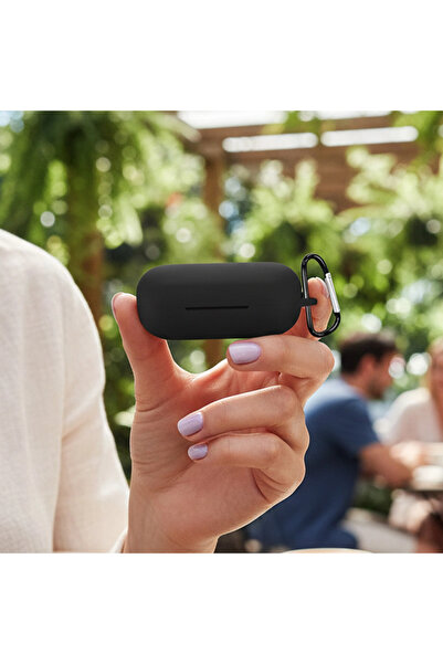 CaseOnn حافظة هواوي فري بادز إس إي مع حزام، سيليكون أسود غير لامع