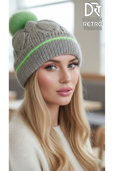 drt tasarım Sand Color Leaf Pattern Beret