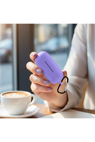 CaseOnn حافظة هواوي فري بادز إس إي مع حزام، سيليكون غير لامع بلون الليلك