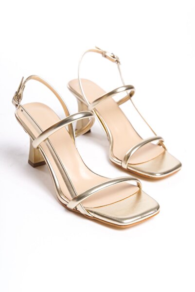 RİVONNA حذاء نسائي ذهبي بكعب