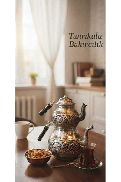 Tanrıkulu Bakırcılık Bakır Çaydanlık Küçük Boy Oyma Nakışlı