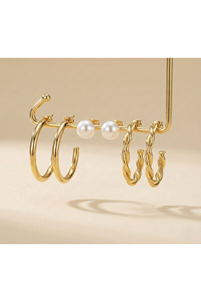 Candy مجموعة أقراط على شكل حلقة منقوشة