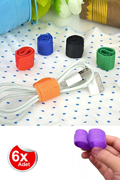 Bundera 6x Kablo Düzenleyici Cırt Cırt Kablo Bağı Vga Aux Hdmı Bilgisayar Kablosu Toparlayıcı Toplayıcı