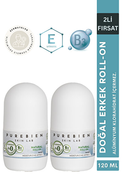 purebien skin lab Doğal Roll On Deodorant Erkek 2'li Fırsat - Alüminyum Klora...