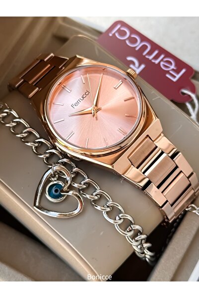Ferrucci ساعة يد بتصميم Ferucci مع هدية سوار