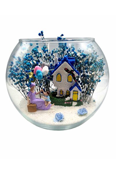 Çiçek Tasarım Sanatları Teraryum Akvaryum Cam Fanus Yeni Doğan Anne Bebek Hediyelik Hoş Geldin Bebeğim Erkek