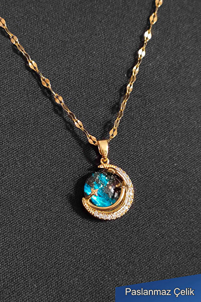 TREND COLLECTİON Kadın Paslanmaz Çelik Gold Zincir Yıldız Gökyüzü Kolye