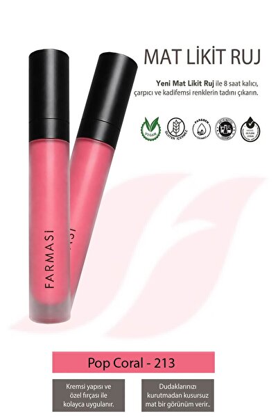 Farmasi Mat Likit Ruj 213 Pop Coral - 2 Adet