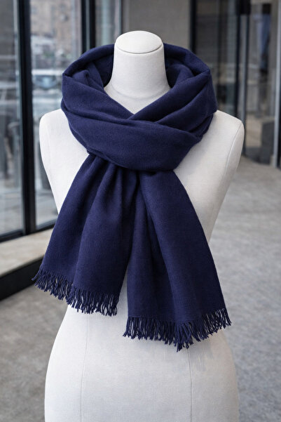 NGDESIGN Yünlü Atlı Şal Lacivert