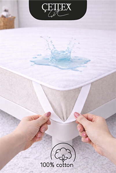 ÇETTEX %100 Pamuklu Sıvı Geçirmez Köşe Lastikli Yatak Koruyucu Alez