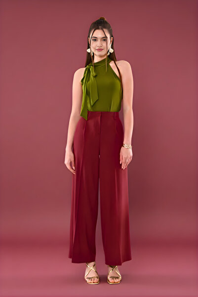 LA PANTE Γυναικείο παντελόνι παντελόνι palazzo Πλισέ φαρδύ παντελόνι με φαρδύ...