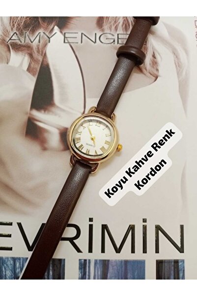 Brality Classic Roman Numeral Women's Wristwatch – Gold Color Case & Dark Bro...