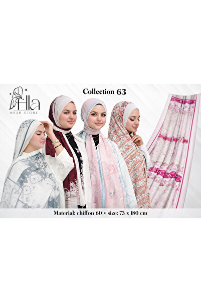 Hala طرحة شيفون ديجتال باشكال مختلفة مقاس 180 ف 75 مجموعة من 5 قطع