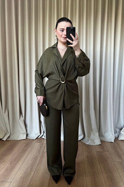 bsracetin co Kahverengi Belden Oturtmalı Poplin Gömlek