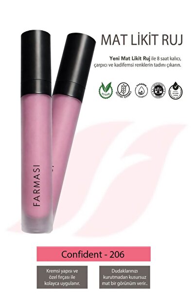 Farmasi 2'li Mat Likit Ruj - Confident 206 4 ml