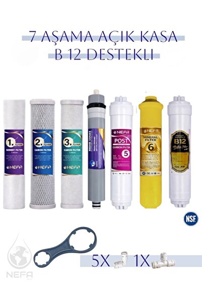 Nefa Tüm Açık Kasalara Uyumlu PH8 B 12 Destekli 7 Aşamalı Su Arıtma Filtre Seti