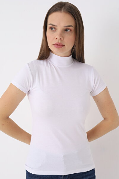 SIR İç Giyim بودي نسائي أبيض بأكمام قصيرة وياقة صياد