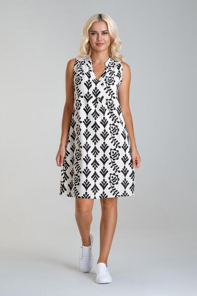 Bold & Young Γυναικείο φόρεμα με με τύπωμα τσέπες από υφαντό βαμβακερό ύφασμα με μαύρο λουλουδάτο σχέδιο