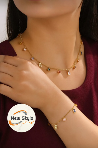 NEW STYLE متجر نيو ستايل يقدم طقم اكسسوار من الاستانلس ستيل يأتي بعلبة - انظر التفاصيل في مميزات المنتج