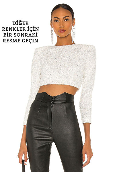 AFR CLOTHES KADIN İÇİ ASTARLI PAYET CROP TOP