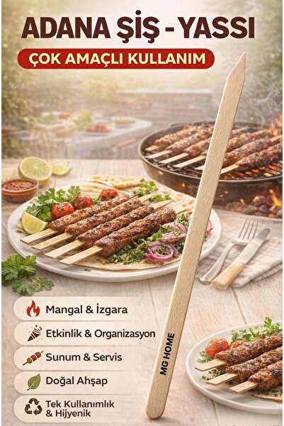 VENON 100 Adet 🔥 Adana Şiş Ahşap Pişime Çubukları Tahta Şiş Ahşap Çubuk 🍖KA...