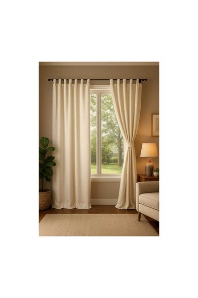SEVCAN TEKSTİL Britli Vintage 100% Cotton Rustic Burlap Linen Curtain Single Panel Size X Length