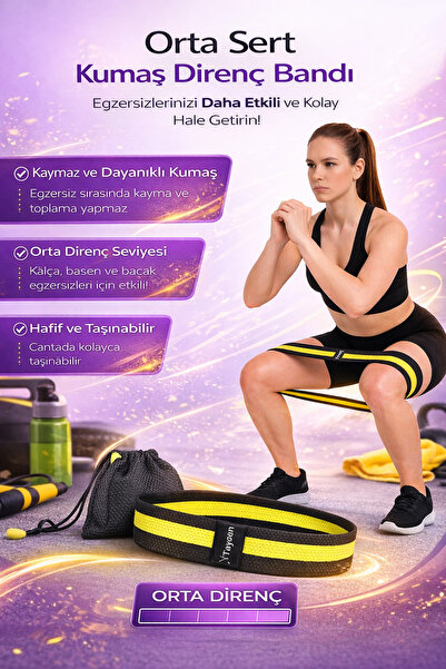 Tayzon Pilates Lastiği Egzersiz Lastiği Loop Band - Orta Seviye Direnç Bandı