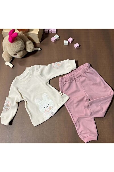 LOVE MAXX Rabbit Detail Bottom and Top Set Dusty Rose