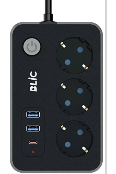 Nivego Nvg Blic Ftr-02 2USB 1typce Siyah Anahtarlı Akım Korumalı Isıya dayanı...
